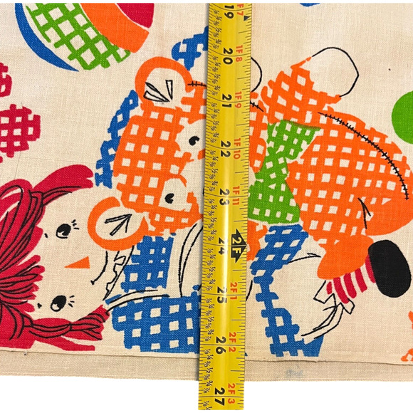 Raggedy Ann Fabric by the Yard Gingham Floral Cotton Canvas Andy Ragdoll Vintage - Picture 3 of 6